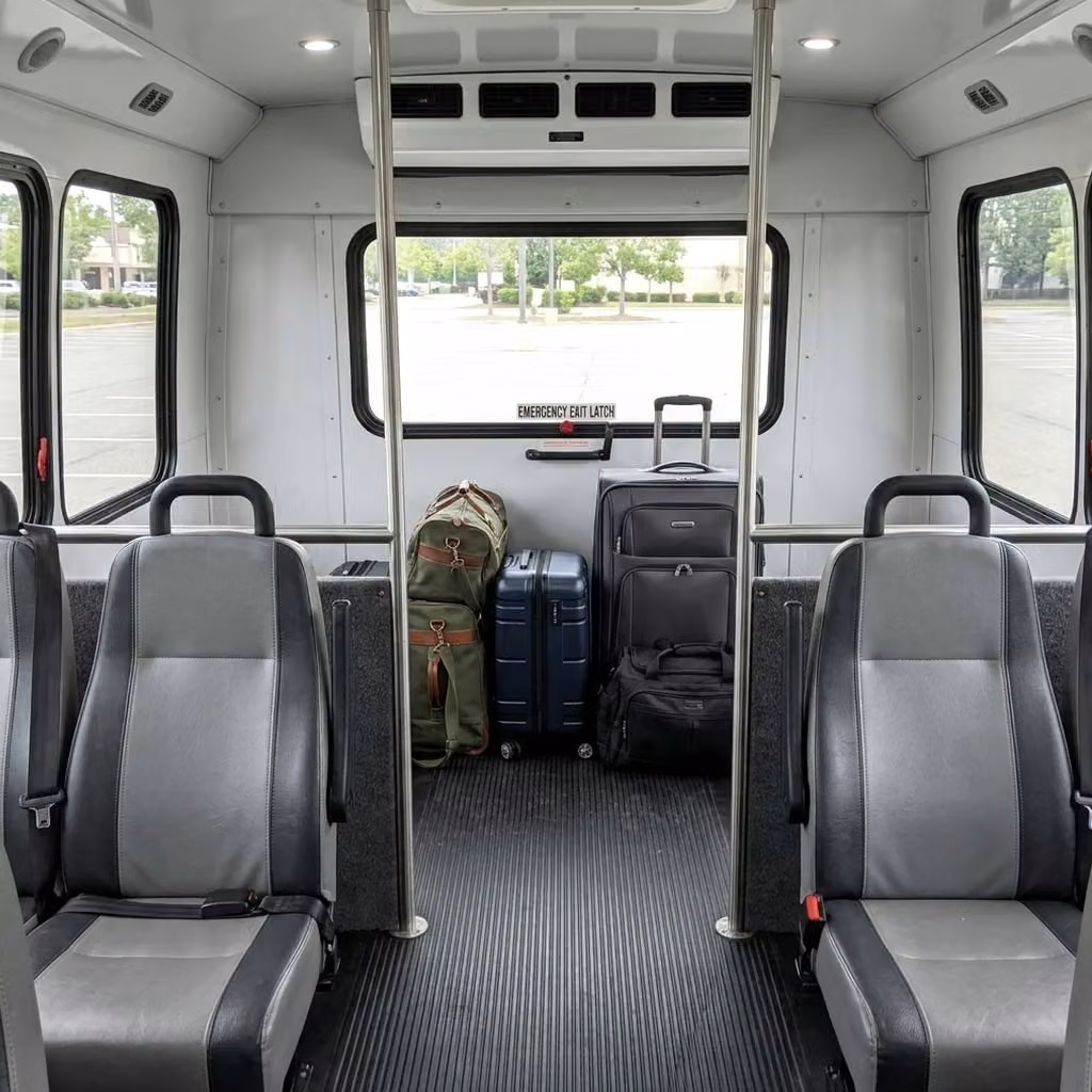 suisun city 28 passenger minibus luggage area