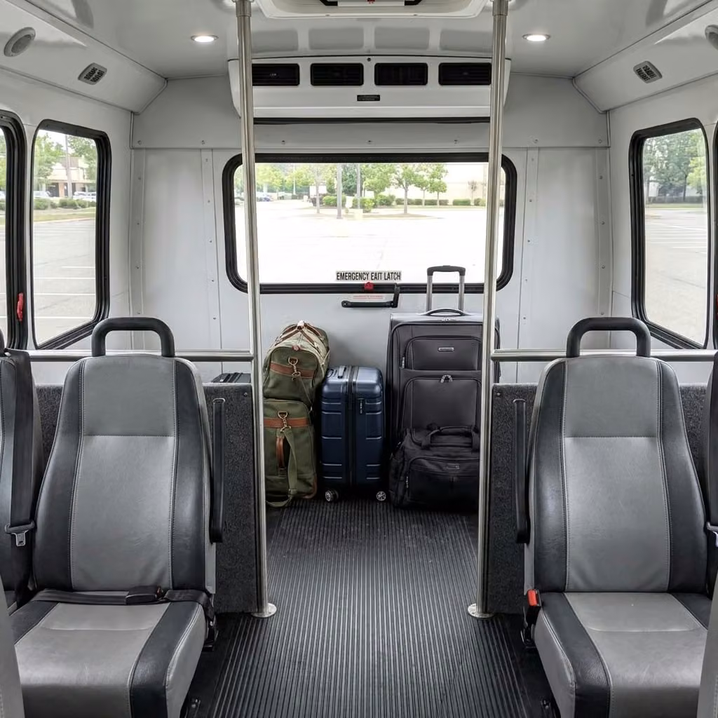 suisun city 30 passenger minibus luggage area