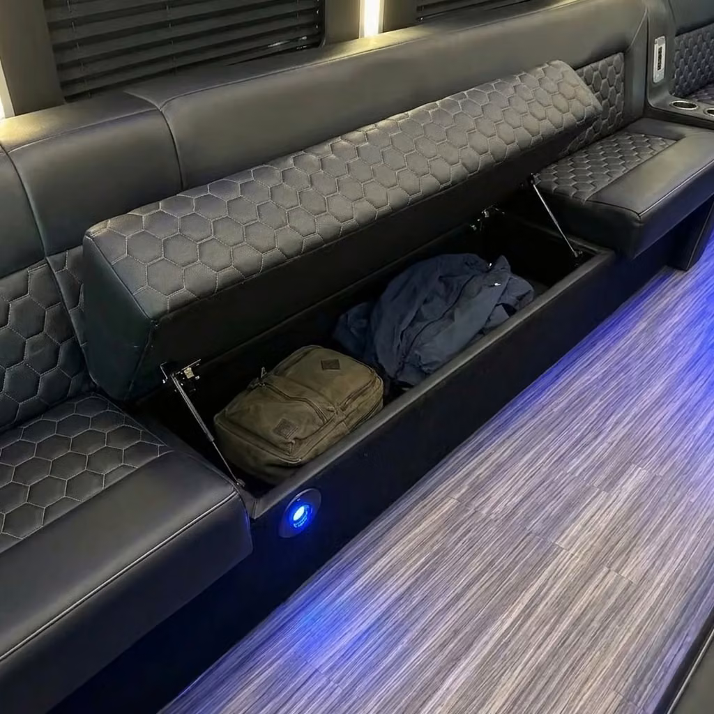 suisun city party bus under seat storage