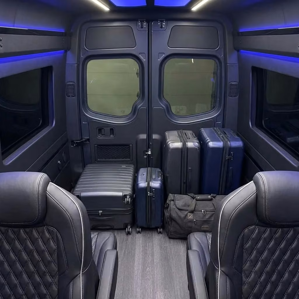 suisun city sprinter van rental with driver luggage area